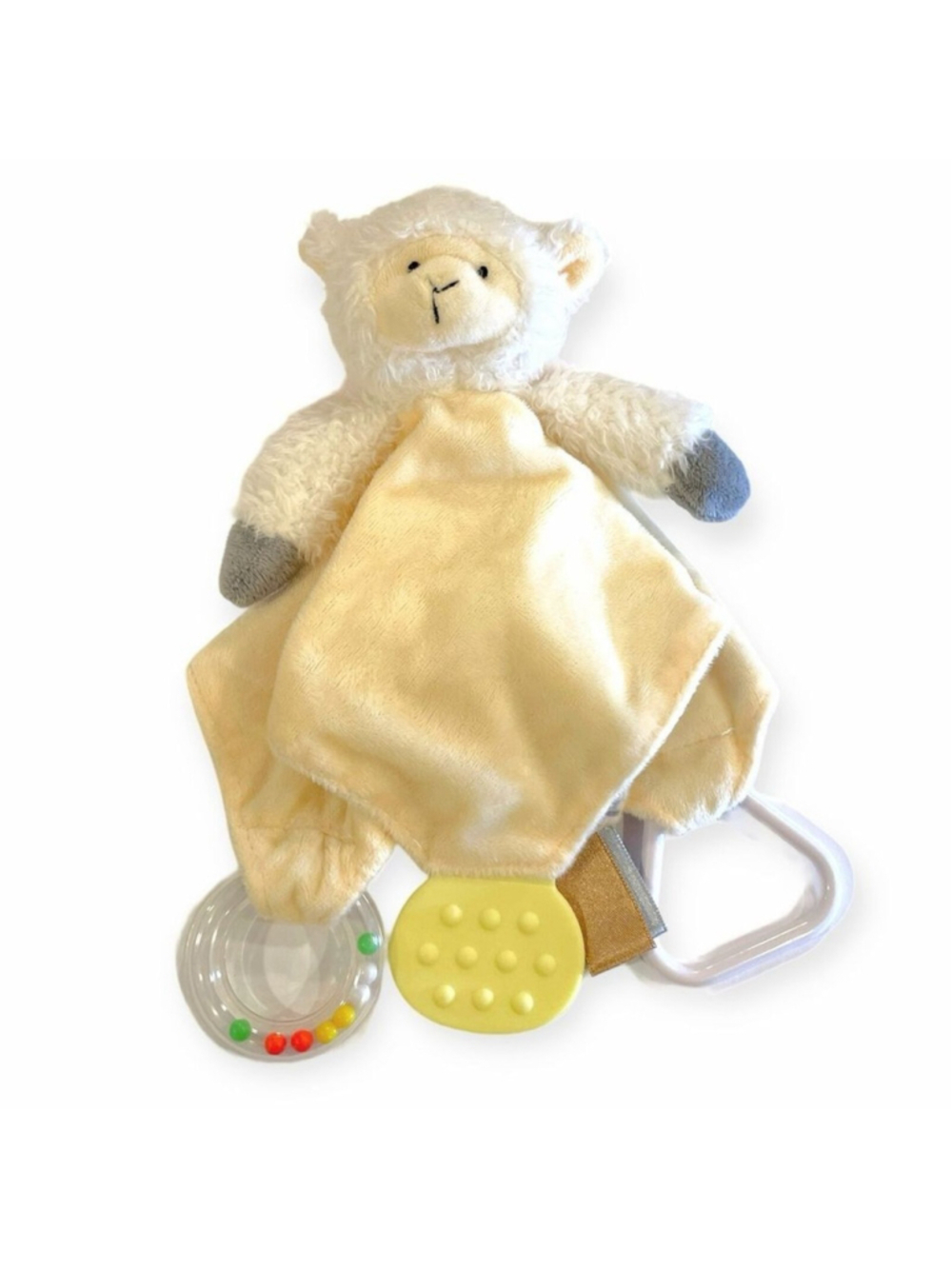 Stephan Baby Unisex Lamb Lovey Chewbie Teether Rattle Toy Security Blanket Plush